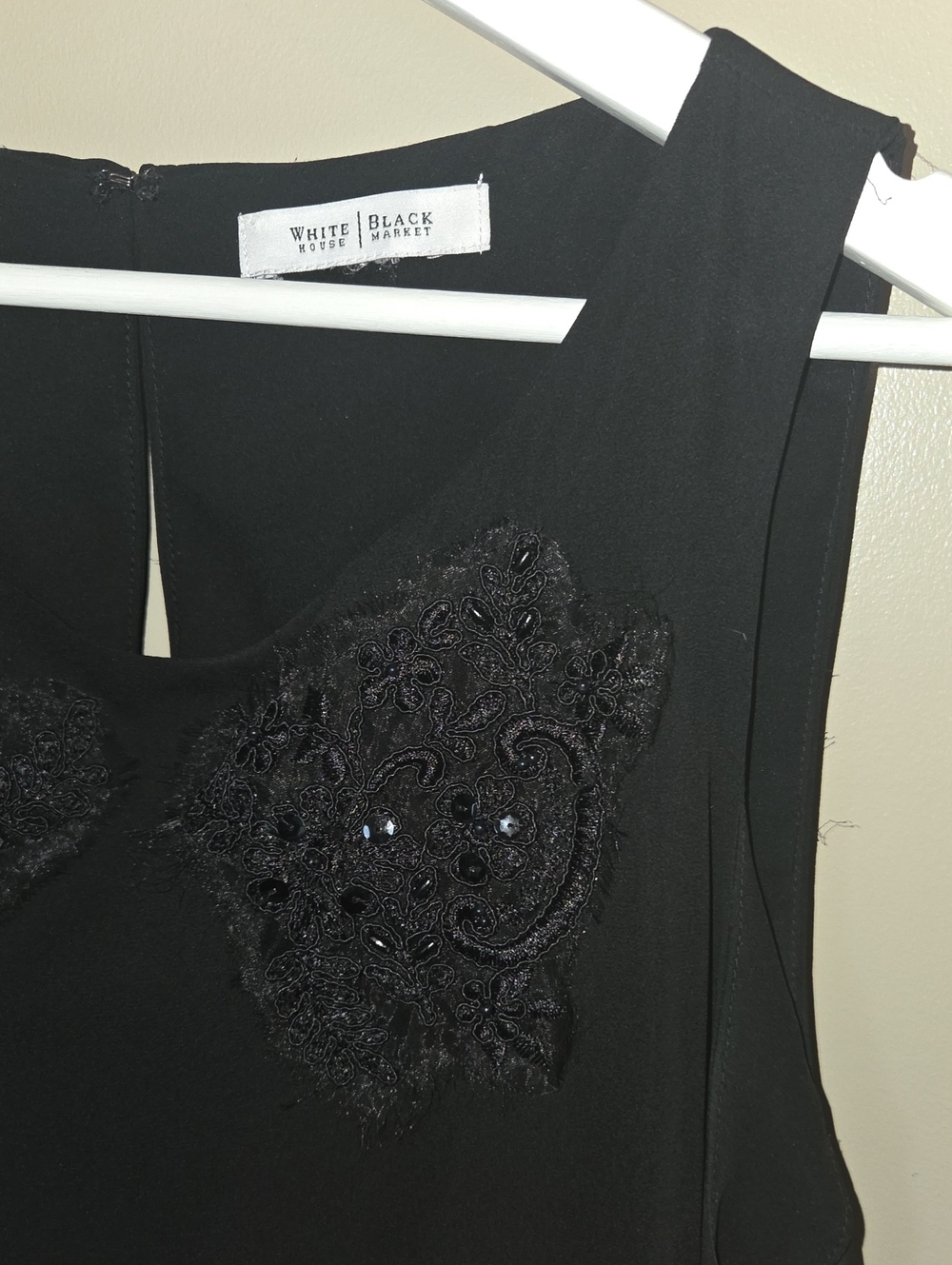 White House Black Market Black Sleeveless Embellished Cocktail Dress